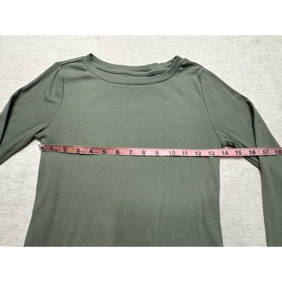 Lucky Brand Green Long Sleeve Ribbed Crew Small Preppy Classic Boho Western - Picture 3 of 7